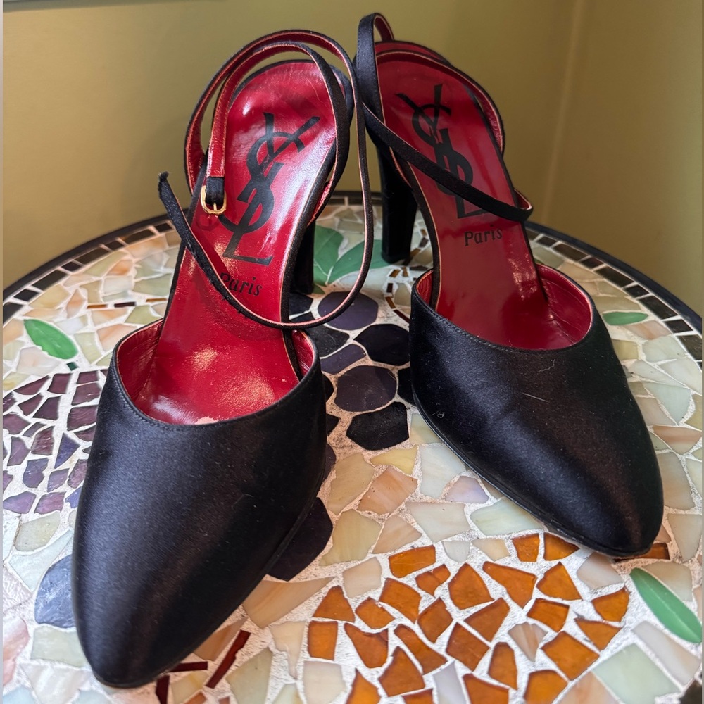 YSL Yves Saint Laurent Paris Satin Heels